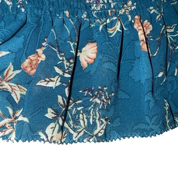 New ▶️ Natural Life  ◀️ Eloise Teal Blue Floral Smocked Tie Strap Tank Top - Picture 9 of 16